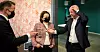 Riksmekler Mats Ruland, medmeklrer Hilde Lund og NHO-sjef Ole-Erik Almlid sier farvel etter noen intense dager under meklingen.