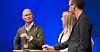 Sjeføkonom Stein Gunnes i Maskinentreprenørenes forening kan fortelle om medlemsvekst i arbeidsgiverforeningen. Der i samtale med Karina Veum og Jarle Roheim Håkonsen under paneldebatten på ANorsk Arbeidsmandsforbunds landsmøte
