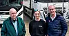 Bussjåfør Bjørn Strandli (f.v.), lastebilsjåfør Tonje Pettersen og region-nestleder i LO Innlandet, Odd Erik Kokkin