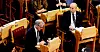 Statsminister Jonas Gahr Støre (Ap) og finansminister Trygve Slagsvold Vedum (Sp) opplever begge en liten nedgang på meningsmålingene for november.