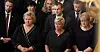 Erna Solberg med flere av sine nåværende statsråder, samt Frp-leder Siv Jensen.
