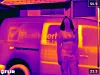 TERMO: Slik kan det se ut, et FLIR-foto. Bilen er god og varm der sola står på.