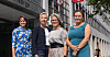 NY BANKAVTALE: (f.v.) Konserndirektør i Sparebank 1 SMN Nelly S. Maske, LO-leder Peggy Hessen Følsvik, konsernsjef i Sparebank 1 SR-Bank Benedicte Schilbred Fasmer og konsernsjef i Sparebank 1 Østlandet Klara Lise Aasen.