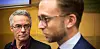 DEBATT: Rasmus Hansson (MDG) (t.v.) og Nikolai Astrup (H) startet umiddelbart diskusjonen om miljøprofilen på Nasjonal transportplan etter at den ble lagt fram onsdag.