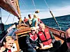 I FJOR: Representanter fra kirke, miljø og fagbevegelse kom tett på hverandre under klimaseilasen fra Grimstad til Arendal under Arendalsuka 2015.
