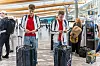 BAGASJELAPP: Koffertene var eksemplarisk akkurat innafor vektgrensa, men de to har på forhånd fått sendt en pall med utstyr til Gdansk.
