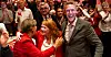 F.v: Fagforbundets leder Mette Nord, LO-leder Kine Asper Vistnes og Fellesforbundets nye leder Christian Justnes på Aps valgvake.