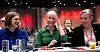 God stemning da Rødt-leder Marie Sneve Martinussen og SV-leder Kirsti Bergstø gjestet NNNs landsmøte. Her sammen med forbundsleder Anne Berit Aker Hansen.