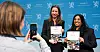 Kultur- og likestillingsminister Lubna Jaffery (Ap) og justis- og beredskapsminister Astri Aas-Hansen (Ap) la fram stortingsmeldingen om forebygging av ekstremisme fredag.