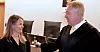 Advokat hos regjeringsadvokaten Ida Thue og advokat Nicolay Skarning representerer hver sine side i saken om innleie av arbeidskraft.