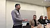 MØTE PÅ STORTINGET: Bashiruddin Khawaja (t.v.) leder «Operasjon aml14». Sammen med Daniell Thommasen, Sara Bashir og Zebib Getachew møtte han Ap-politikere på Stortinget for å fortelle om prosjektet.
