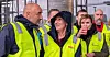 Peggy Hessen Følsvik møtte de streikende kabinansatte på Gardermoen. Blant dem purser Ronny Andre Johansen (til venstre), som var glad for støtten.