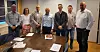 Disse møttes hos Riksmekleren. Fra venstre: Stein Gunnes, Siri Holand Andresen og Bjørn Rosenberg fra MEF, riksmekler Torkjel Neseim, Jens Knapstad fra LO, Frode Engen fra Arbeidsmandsforbundet og Ole Einar Adamsrød fra Fellesforbundet.