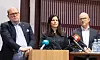 Skuffete NHO-direktører etter at streiken var et faktum. Fra venstre Petter Haas Brubakk, NHO Mat og drikke, Nina Soli Byggenæringens landsforbund og Ole Erik Almlid NHO mener streiken er svørt ødeleggende.