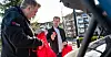Ørjan Larsen (fra venstre) og Nathan Young er kolleger og tillitsvalgte på Elkjøp Vinterbro. Tirsdag besøkte de blant annet varehuset på Jessheim.