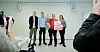 GRATULASJONER: Direktør for Bergen byg og eiendom, Christian Fossdal, soneleder Bergen syd, Geir Rinke, årets byggdrifter Helge Omdahl og nestleder Fagforbundets yrkesseksjon samferdsel og teknisk, Ingunn Jacobsen.