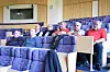 Bussjåfør og tidligere nestleder i Oppland Transportarbeiderforening, Jon Magne Aspelund (lengst til høyre) ser fram til å bli en del av en større forening med egen bussgruppe.