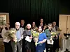 25-årsjubilantene: Bakerst fra venstre ser vi Vigdis Lekven, Rune Boga, Inger Marie Netteland, Gaute Digernes og Børge Kleiven. Foran fra venstre står Leif Kalsås, Charlotte Engelsen, Letcia Fonneland og Gunnvor Berland.