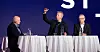 Ordstyrer og LO-nestleder Are Tomasgard (t.v.) holdt tråden i samtalen mellom Styrke-leder Frode Alfheim og den tyske fagforeningspresidenten, Michael Vassiliadis (t.h.).