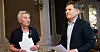 LO-leder Peggy Hessen Følsvik møtte lederen i KVPU - Confederation of Free Trade Unions of Ukraina -, Mykhailo Volynets under besøket i Ukraina.