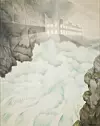 Theodor Kittelsens «Svælgfos» er del av en serie på fem akvareller med motiv fra utbyggingen av kraftverket Svælgfos.