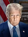 SELVBILDE: Donald Trumps offisielle presidentportrett framstiller ham ikke akkurat som en mild og tillitvekkende mann.