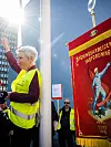 Mellomoppgjøret endte for første gang siden krigen i konflikt. LO-leder Peggy Hessen Følsvik var fornøyd med det hun kalte et historisk godt resultat.