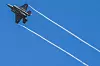 Et norsk-utstyrt F-35-kampfly tar av fra flybasen og er på vei mot Gaza.  Alle F-35-flyene har blant annet deler produsert av norske Kongsberg Defence & Aerospace.