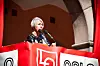 Anne Finborud, leder av Skolenes landsforbund talte på Youngstorget, 1. mai 2014, nå er hun på vei opp på barikadene igjen for lærernes arbeidstidsavtale.