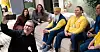 HK-leder Christopher Beckham tar en selfie med tidligere arbeidsminister Hadia Tajik (A), HR-direktør i Ikea-Norge Monica Bogstad, tillitsvalgt Dalwinder Singht og medarbeider, Emil Sohlman Lund.