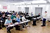 LEDER AN: Atle Rasmussen inspirerer og informerer klubbledere som forbereder seg på mulig streik. Rasmussen leder Elektroarbeidernes Fagforening Vestland.