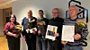 Trondheim: 18. juni hadde avdelingen 8 en sammenkomst på Folkets hus i Trondheim for sine jubilanter. Fra venstre ser vi 25-årsjubilantene Lillian Skamsar, John Erling Bye, Svein Erik Jønland, 50-årsjubilanten Nils Jarle Kjøsnes og 40-årsjubilanten Hallgeir Moen.