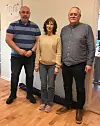 FØRST OG SIST: Siv Fanøy, sammen med dagens leder av EMF, Kai-Otto Helmersen (t.v.) og Dag Langer Andersen, som ledet fagforeninga da Siv ble fast ansatt i 1988.