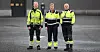 Øyvind Ekle, Steinar Jøråndstad og Kåre Eidem foran en av lagerhallene som skal huse Statnetts tunge beredskapsutstyr.