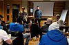 FORKLARTE HVORDAN DE KAN HJELPE WOLT-BUDENE: Roy Nilsen og Kjel-Arve Aspaas fra Midtnorsk Transportarbeiderforening forklarte hvorfor budene burde organisere seg.