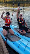 Stilvinnere: Terje Mikkelsen (til venstre) og Knut Johannes Berg vant konkurransen i stående padling stilmessig. Over målstreken kom de på en suveren 2. plass.