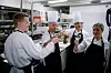 En siste skål blant frokostkokkene: Fra venstre Roy Skar, Stig Arve Jørgensen, David Karimi og Oda Østerfeldt.