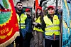 STREIKENDE: Kasim Shah på Olivia og Thomas Vaghn, Rebecca Palmquist og Tu Vu Than Nguyen på 360 Logistics.