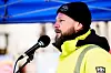 APPELL: Joachim Espe fra Rørleggernes Fagforening holdt appell.