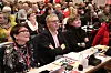 SPLITTET: Avstemningen om samarbeid med Rødt delte landsmøtet 2017 i to, kunne Fagforbundets ledelse, Sissel Skoghaug, Odd Haldgeir Larsen og Mette Nord konstatere da tallene kom opp på storskjermen.