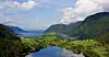 Redal og Førdefjorden, Naustdal kommune, Sogn og Fjordane. I bakgrunnen  Engebøfjellet.