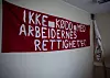 DEMO: Det mangler ikke på bannere i Hortens Folkets Hus.