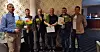 MERKER OG DIPLOMER MOSJØEN. Fra venstre John Engesli ( 25 år), Stian Langfjord ( 25 år), Trond Even Stornes (40 år), Jørn Tore Aavik (40 år), Torbjørn Knutsen (40 år) og Kim Haugen (25 år).