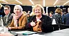 GODT FORNØYD: Skolenes landsforbund er godt fornøyd med lønnsoppgjøret i kommunesektoren. Her er forbundsleder Anne Finborud ved forhandlingsstart. Til venstre Hans Ole Rian (Creo), til høyre Mimmi Kvisvik (FO).