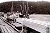 SJAUING: Her skipes materialer ut fra saga på Spillum i 1954.