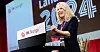Kirsti Bergstø talte til 250 delegater på HKs landsmøte.
