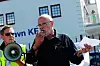 Transportarbeiderforbundets siste leder, Lars Johnsen, under en markering for havnearbeiderne, Oslo Havn i juni 2015.