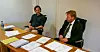 ARBEIDSRETTEN: Hovedtillitsvalgt i Schindler Heis AS, Alexander Jordnes, og LO-advokat Håkon Angell under arbeidsrettssaken i juni, som endte med at både heismontørene og arbeidsgiver ble dømt for brudd på fredsplikten. Nå kan det bli en ny runde i retten.
