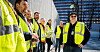 Tillitsvalgte Tommy Karlsen (til høyre) og arbeidskameratene i Skanska streiker fra jobben i regjeringskvartalet i Oslo. De mener det er viktig å stille seg solidarisk med lavtlønte LO-medlemmer.