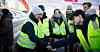 Forbundsleder Jørn Eggum stilte på streikevakt utenfor 360 Logistics. Her med tillitsvalgt Thomas Vaughan.